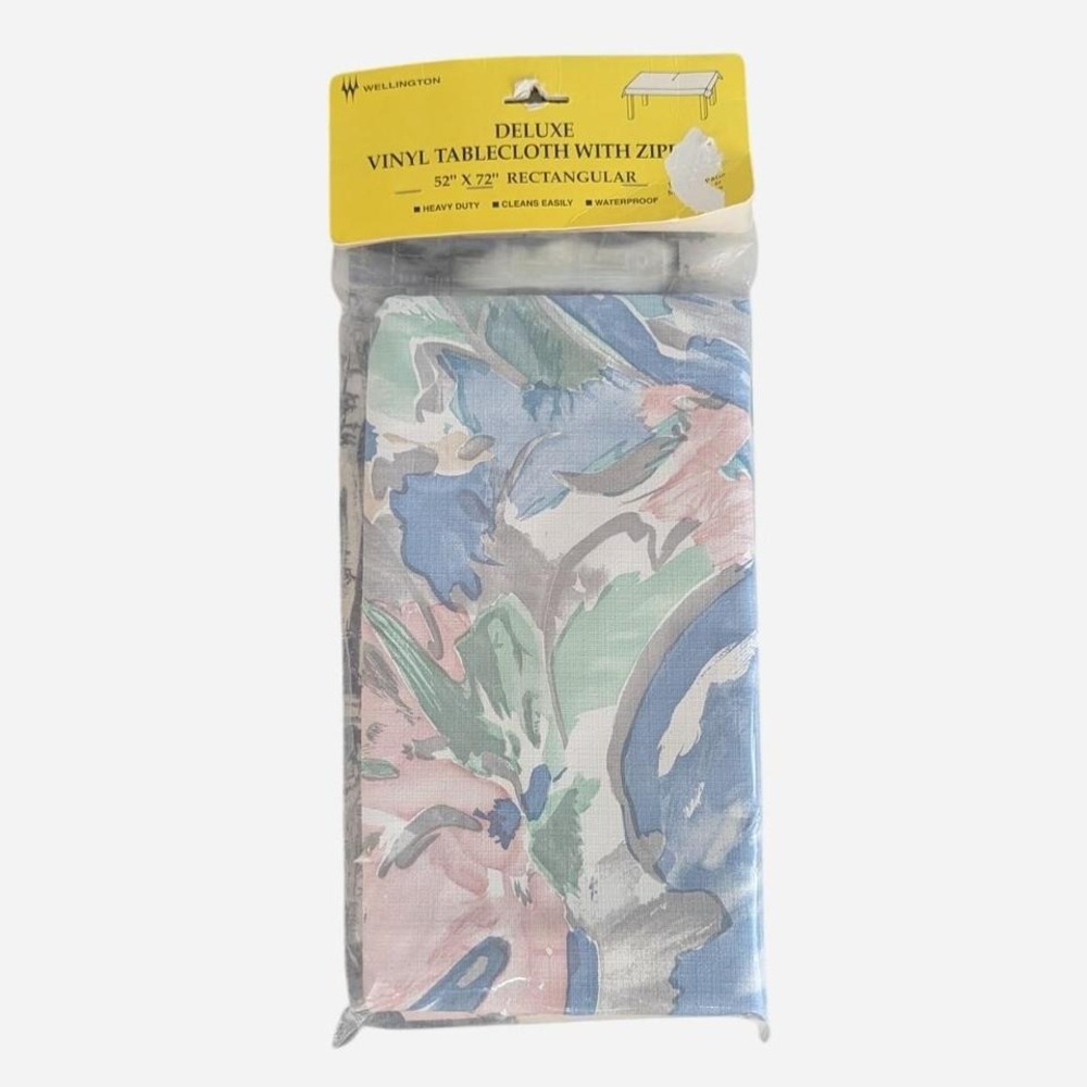 Wellington Dreamfield Vinyl Tablecloth NOS 52x72 Rectangular